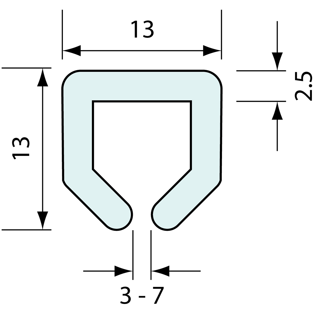 Channel Strip Edge Trim Rubber 3 to 7mm Panel